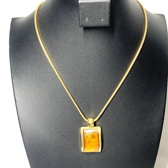 East 5th Necklace & Earring Gift Set Gold & Orange Faux Stone NIB - Picture 3 of 6